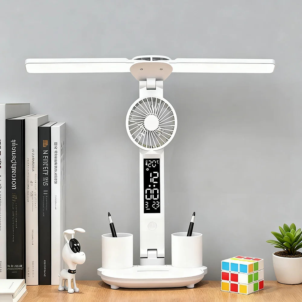 Lampe de Bureau Double avec Ventilateur Intégré