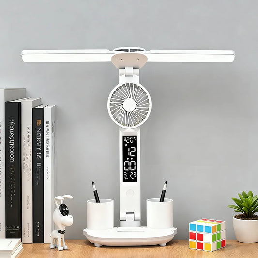 Lampe de Bureau Double avec Ventilateur Intégré