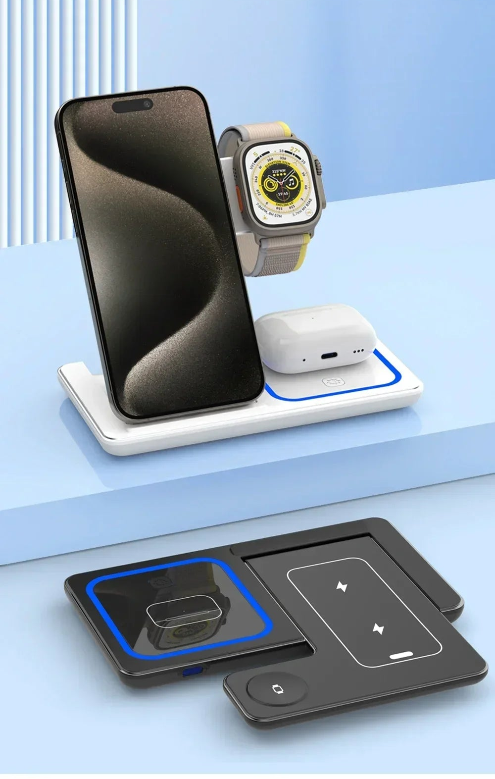 Station de Charge Induction Sans-Fil 3 en 1